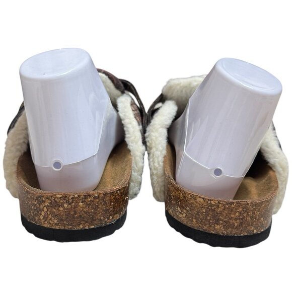 NWOT Fitory Plaid Mule Slip Ons Cork Footbed Cozy Cabincore Holiday Women’s 12 - Picture 5 of 9